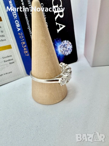 Сребърни пръстен с мойсанит (Диамант) 2.5 карата, снимка 6 - Пръстени - 54117348