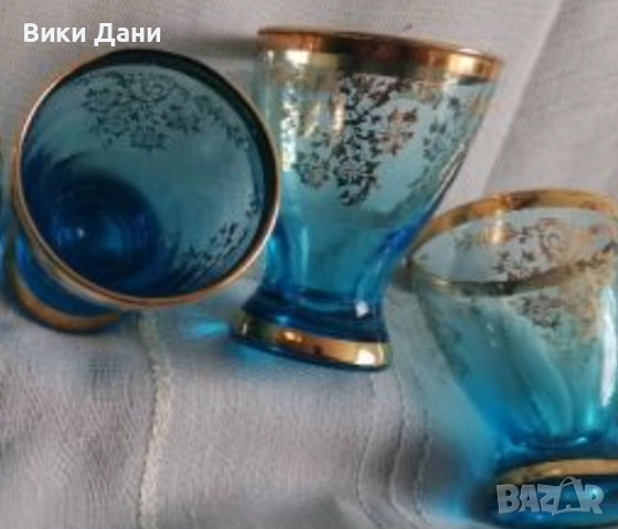 антики гравирани тънкостенки позлата кристал , снимка 10 - Антикварни и старинни предмети - 30401680