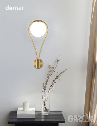 KRIPINC 5W стенна лампа със стъклена топка, златна LED стенна лампа, ретро стенна лампа, снимка 7 - Лампи за стена - 46460378