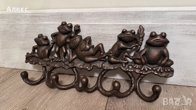 Масивна весела закачалка, жабки– Чугун, 885гр, снимка 2 - Закачалки - 52021774