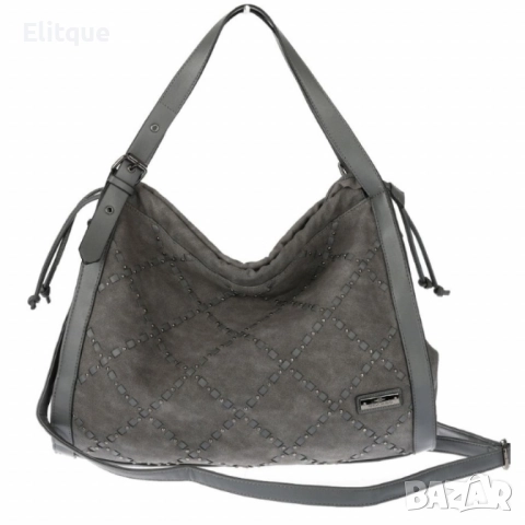 Велурена дамска чанта с декоративни ленти и метални капси – елегантен бохо дизайн, снимка 13 - Чанти - 52455615