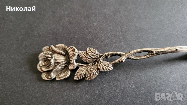 Елегантна сребърна шпатула с красив дизайн , снимка 2 - Антикварни и старинни предмети - 52997148