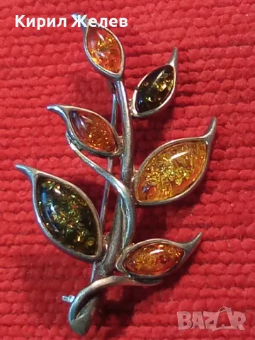 ПРЕКРАСНА ФЛОРАЛНА КЕХЛИБАРЕНА СРЕБЪРНА БРОШКА СРЕБРО 925 с 100% НАТУРАЛЕН БАЛТИЙСКИ КЕХЛИБАР 48245, снимка 10 - Други - 48480756