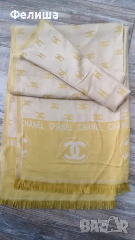 Разкошен Монограмен Шал с Брандово Лого Inspired, Цвят Удивителна Охра КОД СН1, снимка 3 - Шалове - 50206527