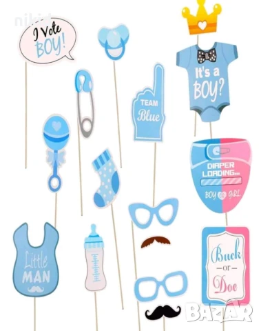 30 Аксесоари разпознаване разкриване пола бебето момиче момче Boy or Girl gender party парти props, снимка 3 - Други - 51057672