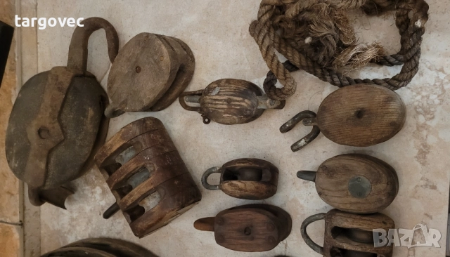 уникален комплект старинни корабни дървени макари, снимка 3 - Антикварни и старинни предмети - 51923268
