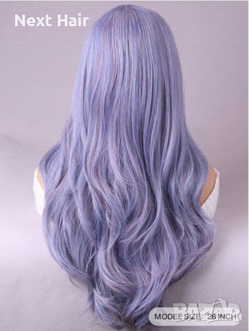 Микс от цветове лилаво синя перука с бретон, снимка 3 - Аксесоари за коса - 45709524