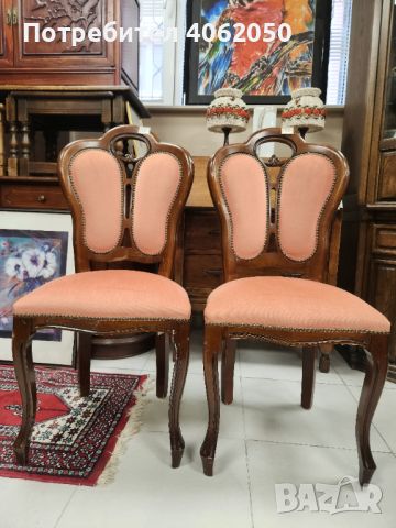 2 прекрасни Art Nouveau стола в красив прасковен цвят, снимка 1 - Столове - 45318261