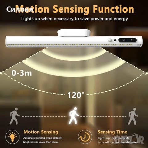 Въртяща се сензорна безжична магнитна светлинна лампа, снимка 3 - Настолни лампи - 53337425