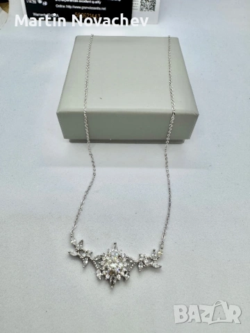 Сребърно колие с мойсанит (Диамант) 1 карат, снимка 9 - Колиета, медальони, синджири - 53647908