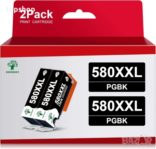 ЧИСТО НОВИ, ЗАПЕЧАТАНИ Комплект 2 броя касети PGI-580XXL PGBK за Canon