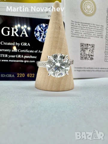 Сребърен пръстен с мойсанит (Диамант) 5 карата, снимка 3 - Пръстени - 54117262