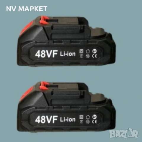 Акумулаторен трион за дърво и клони UKC 48V – 6″ верижна резачка с 2 батерии и 2 вериги, снимка 2 - Градинска техника - 53839617