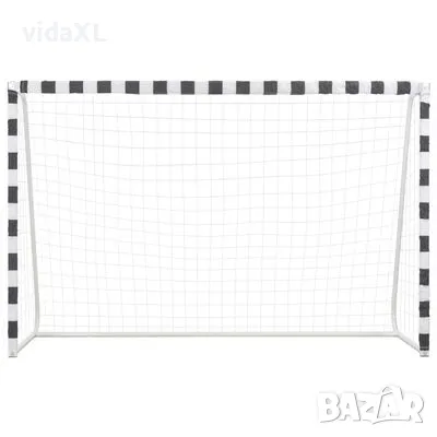 vidaXL Футболна врата, 300x200x90 см, метал, черно и бяло（SKU:91954）, снимка 2 - Футбол - 48496625