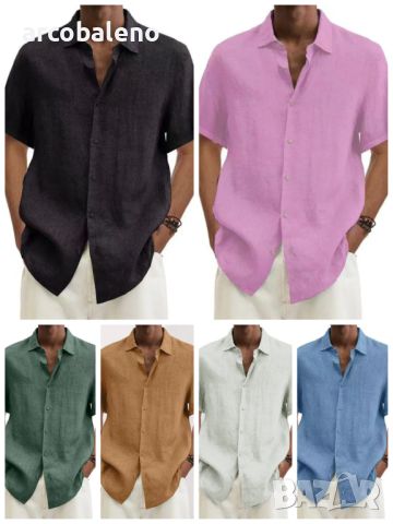 Мъжка ежедневна риза с къс ръкав, 9цвята , снимка 1 - Ризи - 45881572