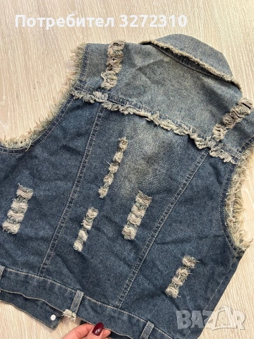 Дамско дънково яке без ръкав ( дънково елече ), снимка 4 - Елеци - 44916182