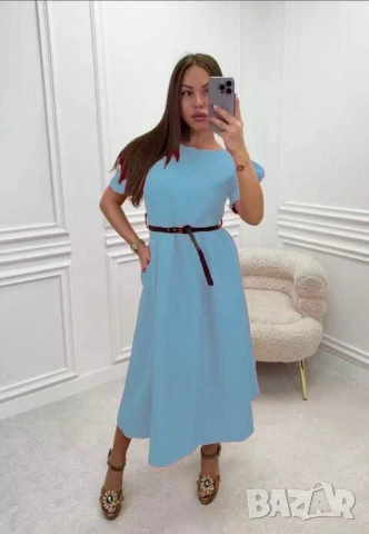 ✨️Елегантни дамски рокли с коланче,миди дължина  , снимка 2 - Рокли - 50622463