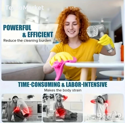 Мощна Електрическа 5-в-1 ротационна четка за почистване – безжична, акумулаторна, с 5 сменяеми г., снимка 5 - Други стоки за дома - 50671354