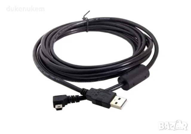 НОВ! USB 2.0 към Mini USB-B 5Pin Data кабел 3м ъглов 90 градуса, снимка 4 - Кабели и адаптери - 47195805