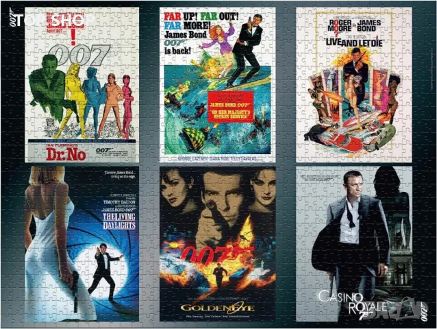 007 James Bond All 6 Bonds 1 puzzle 1000 665x500 mm джеймс бонд 007 пъзел, снимка 2 - Пъзели - 48818864