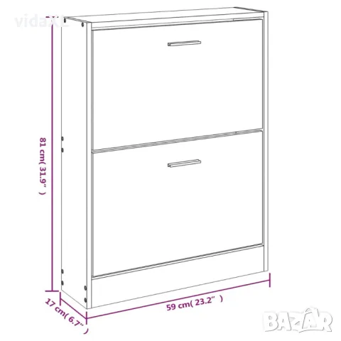 vidaXL Шкаф за обувки, кафяв дъб, 59x17x81 см, инженерно дърво (SKU:342541), снимка 4 - Шкафове - 49578950