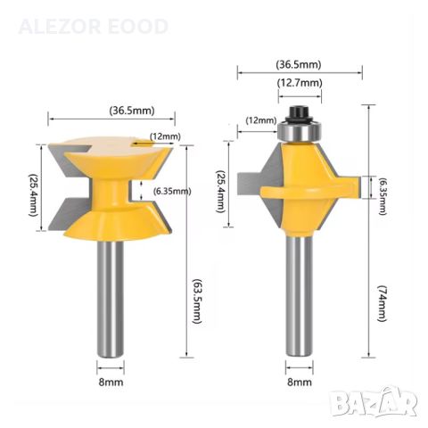 Фрезери за сглобки с 120°ъгъл,Захват 8mm,Раб. височина 25.4mm,20214298, снимка 2 - Друго търговско оборудване - 45776927