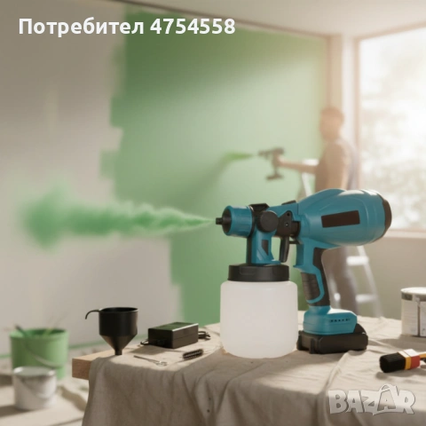 Акумулаторен и безжичен пистолет за боядисване с 2 батерии 21V, снимка 3 - Други - 53826364
