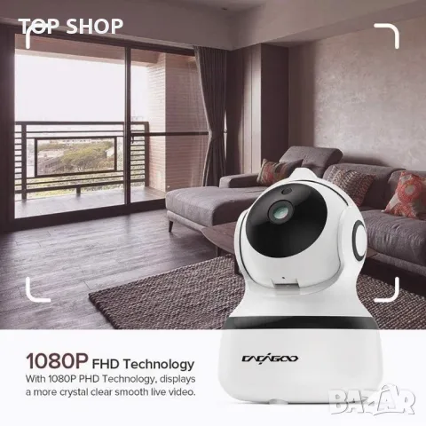 Камера за наблюдение Cacagoo S3344, Wi-Fi, Нощно виждане,1080P HD,360 градуса, Ротация,, снимка 1 - Камери - 48480685