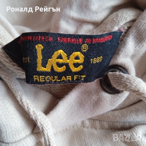 КАТО НОВ LEE L/XL LOOSE HOODIE beige/melange sweatshirt суичър худи анорак Лий, снимка 4 - Суичъри - 52491767