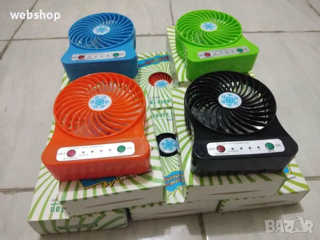 ПРОМО!! Преносим Настолен вентилатор с 3 степени и презареждаща се батерия, снимка 5 - Друга електроника - 50398360