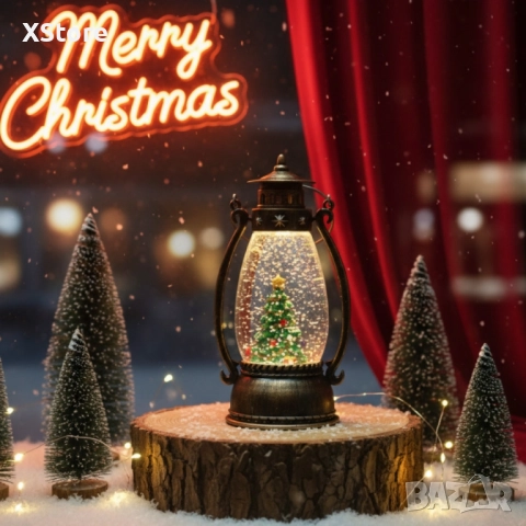 Ретро LED коледен фенер с падащ сняг – магическа светлина и празничен уют, снимка 4 - Декорация за дома - 52437345
