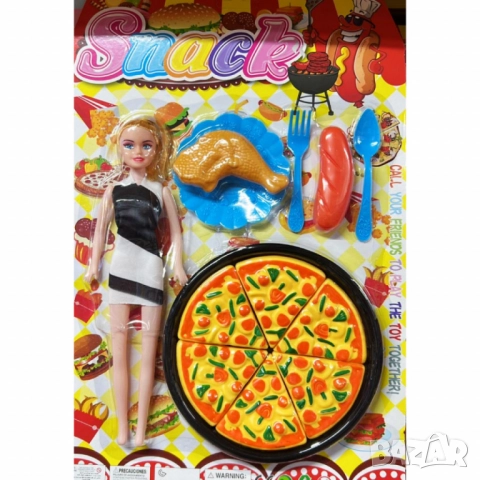 Детски комплект „Snack Time“ с кукла и играчки храна, снимка 2 - Кукли - 52053423