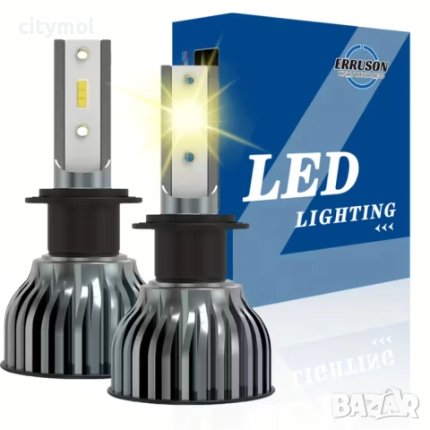 Комплект 2 бр. авто лампи/крушки H7, LED, с вентилатори, 4300 K