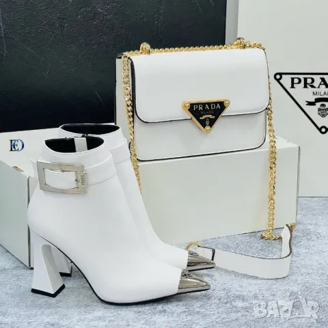 дамски комплект боти на ток и чанта prada , снимка 13 - Чанти - 47240092