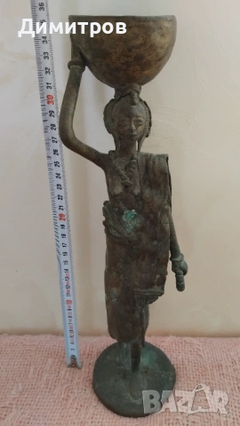 Старинна африканска скулптура статуетка, снимка 4 - Колекции - 53831216