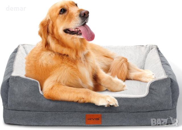 KYG Кучешко легло с размер L, до 34 кг, 90 * 70 * 20 см, бяло и сиво