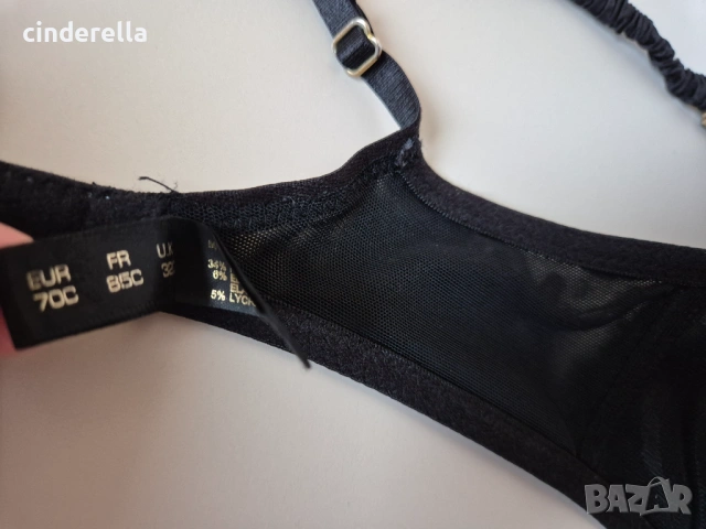 Черен Сатенен Сутиен 70C, С банел, Балконет черно със златно, снимка 11 - Бельо - 53921906