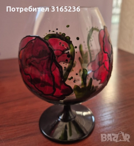 Ръчно нарисуван свещник чаша Лале и Снежко