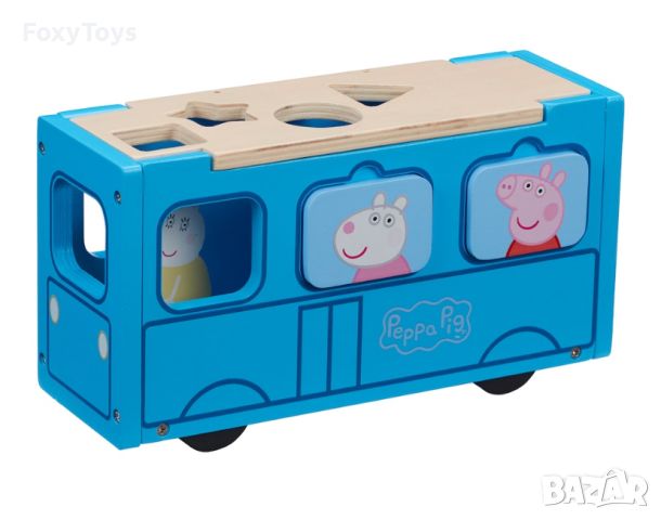Дървена играчка за сортиране Училищен автобус Peppa Pig, Пепа, снимка 3 - Образователни игри - 46273500