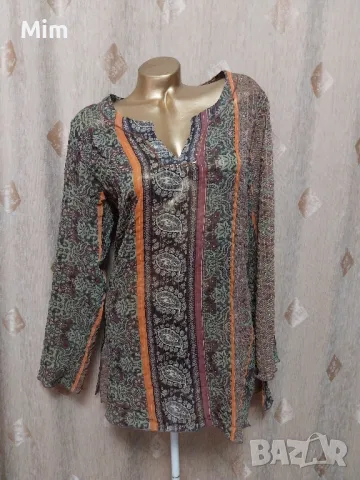 L Ефирна туника в кафяво с дълъг ръкав 