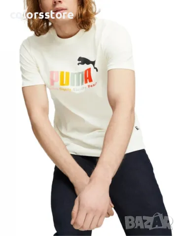 PUMA Essentials+ Tee White/Multicolor, снимка 1 - Тениски - 46955205