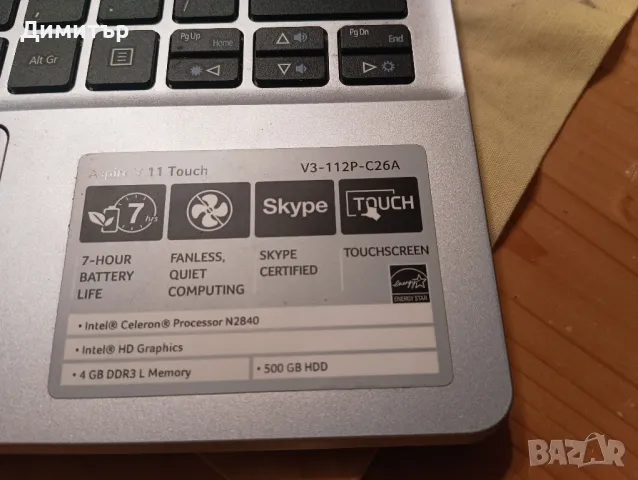 Продавам нетбук Acer, 11" с тъч екран и безжични слушалки LENOVO, снимка 3 - Лаптопи за работа - 49844893