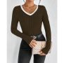 Атрактивна дамска блуза в кафяво, снимка 1 - Блузи с дълъг ръкав и пуловери - 45439293