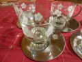 Стъклени чаши с метални дръжки и иноксови чинийки, снимка 4