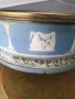 Wedgwood Jasperware 16см/син яспис/стара английска порцеланова кутия-бижутерка с бронзов капак, снимка 9