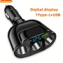 QC 3.0 разклонител на запалка 3гнезда + USB + TYPE C + Волтметър, снимка 1
