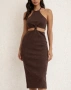 Brown cutout dress, снимка 1