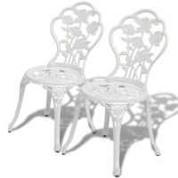 vidaXL Бистро столове, 2 бр, лят алуминий, бели(SKU:43176, снимка 1 - Столове - 45088672