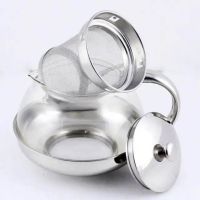 Стъклена кана за чай от неръждаема стомана с цедка за листа, снимка 3 - Аксесоари за кухня - 45751384