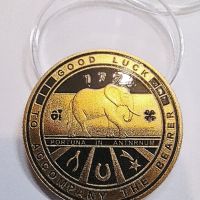 Позлатена късметлийска монета за късмет, успех,  изобилие и богатство, снимка 2 - Нумизматика и бонистика - 45445696